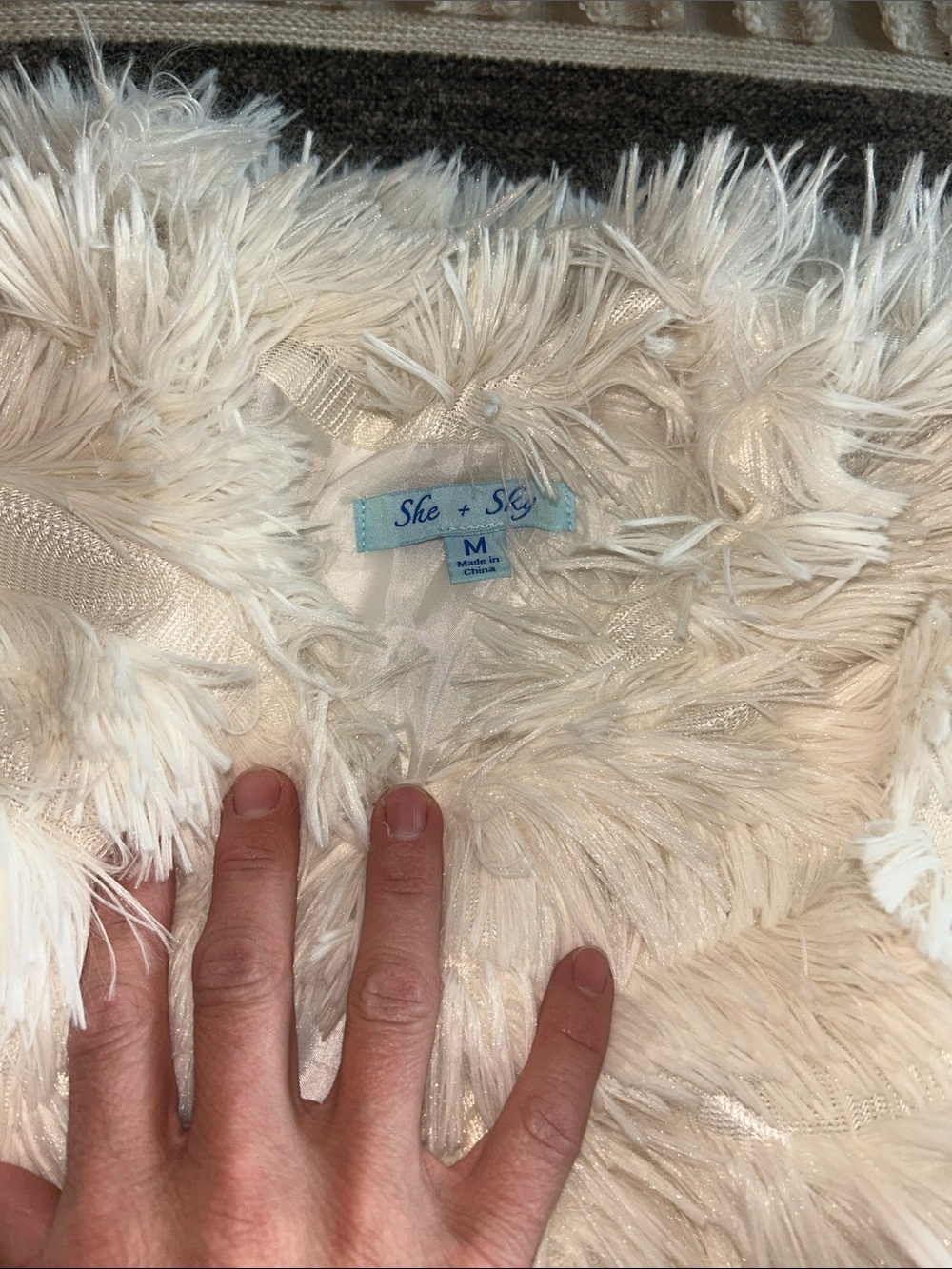 She + Sky Cream Shag Faux Fur Jacket - Picture 2 of 6